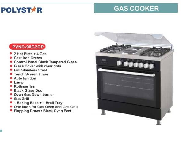 Polystar 2 Hot Plate + 4 Gas, With Touch Screen Timer | PVND-90G2GP