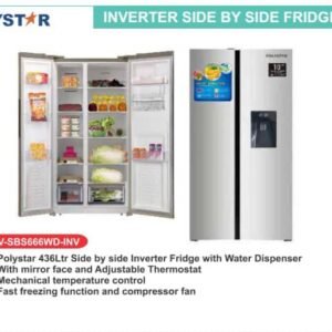 Polystar 436ltrs Side By Side Inverter Refrigerator With Water Dispenser | PV-SBS665WL-INV