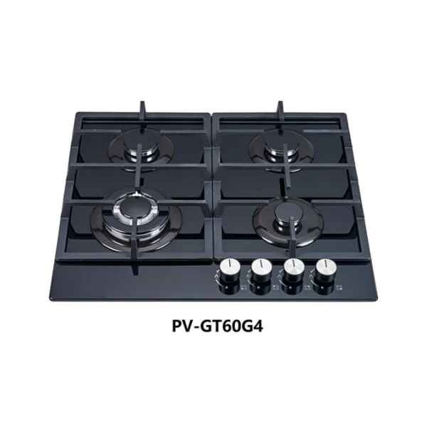 Polystar 4 Burner Gas Hob With Glass Cooktop | PV-GT60G4