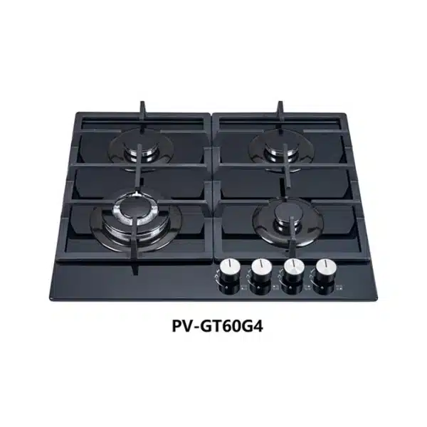Polystar 4 Burner Gas Hob With Glass Cooktop | PV-GT60G4