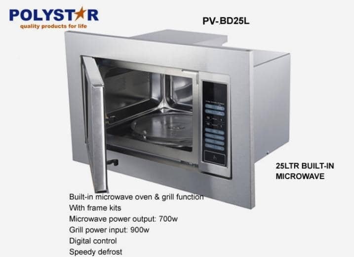 Polystar 25 Liters Built-In Stainless Steel Microwave | PV-BD25L