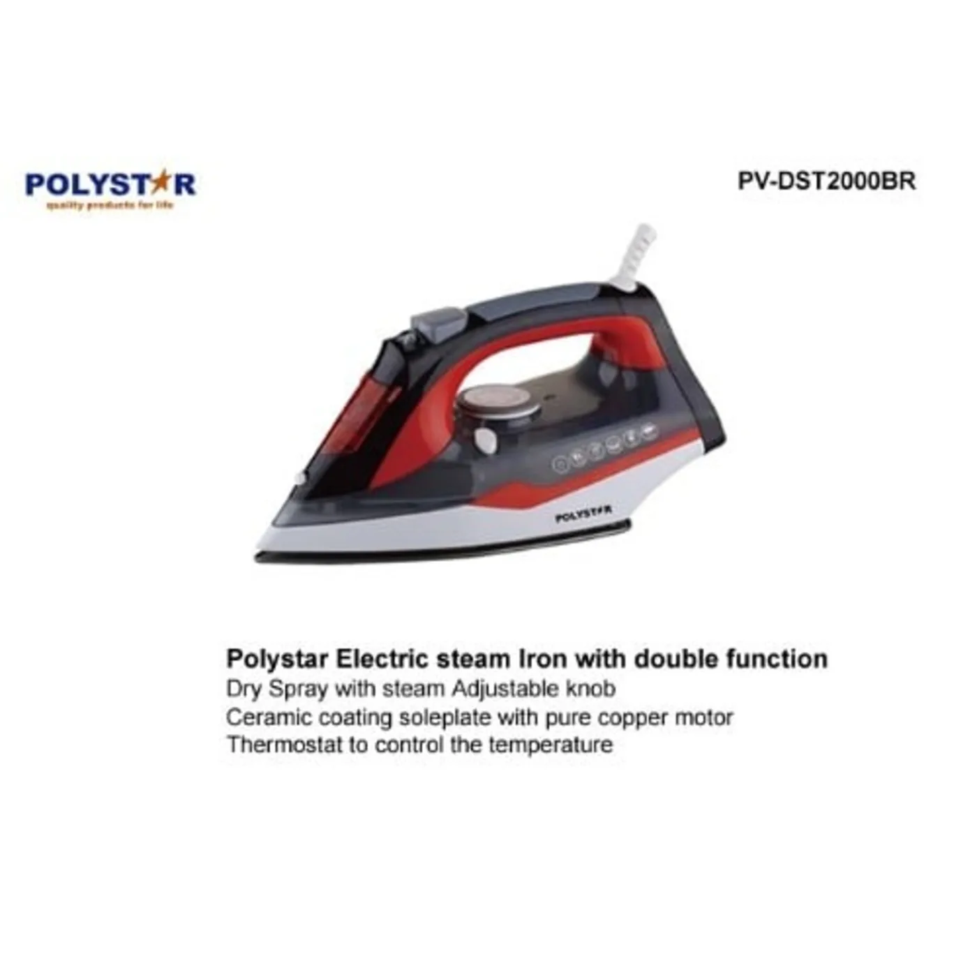 Polystar Electric Steam Iron Pv-dst2000br
