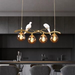 Modern simple 4 heads glass pendant lights creative little birds pendant lamp restaurant kitchen indoor fixture hanging lamp