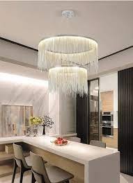 rectangular Luxury Postmodern Chandelier for Living Room Dining Room Nordic Round Tassel Villa Decoration Bedroom Rectangular Lamps